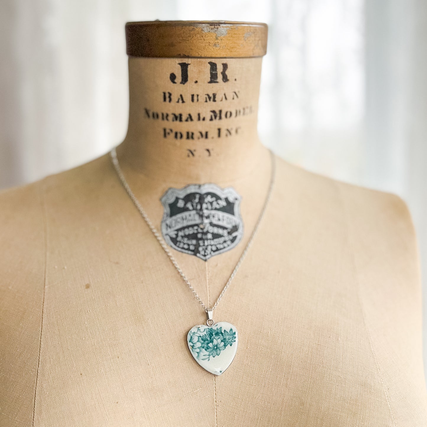 Blue Floral Heart Necklace