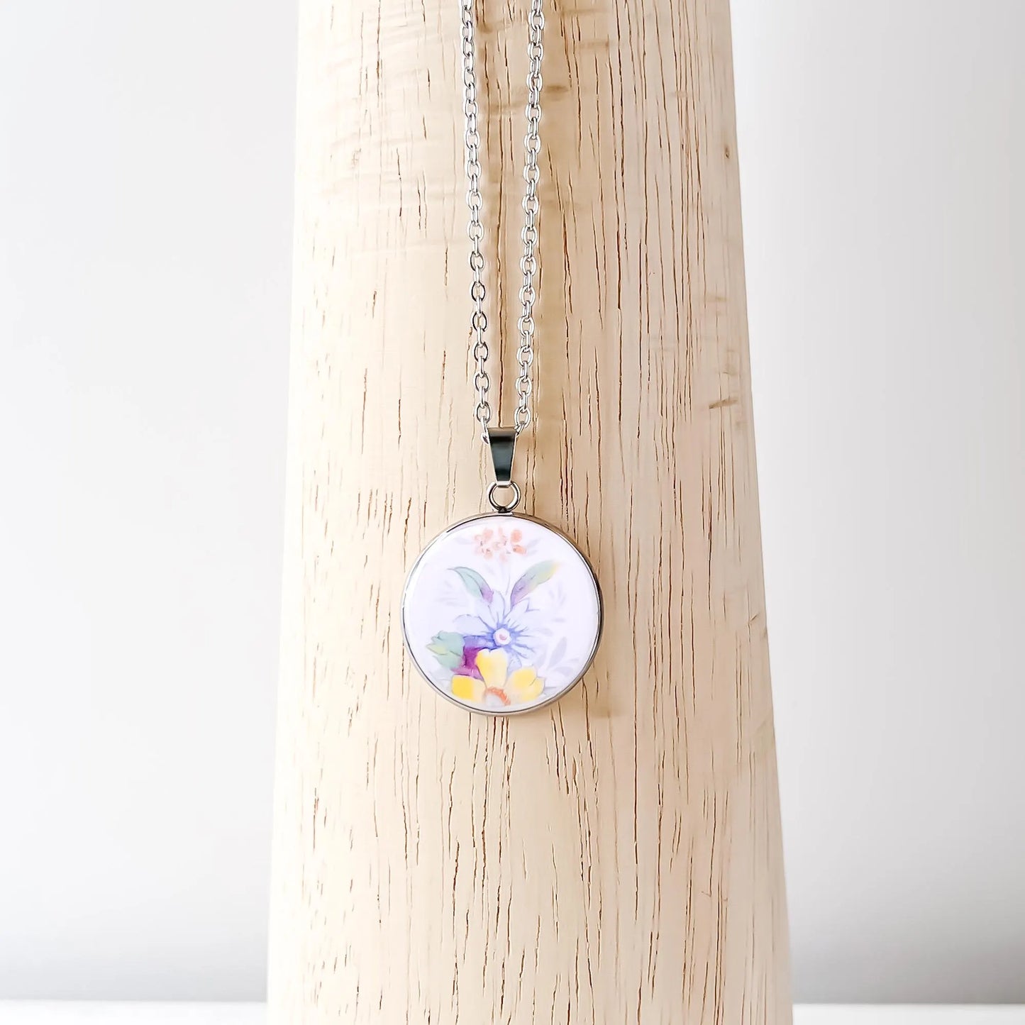 Pink and Blue Floral Necklace • Shelley China