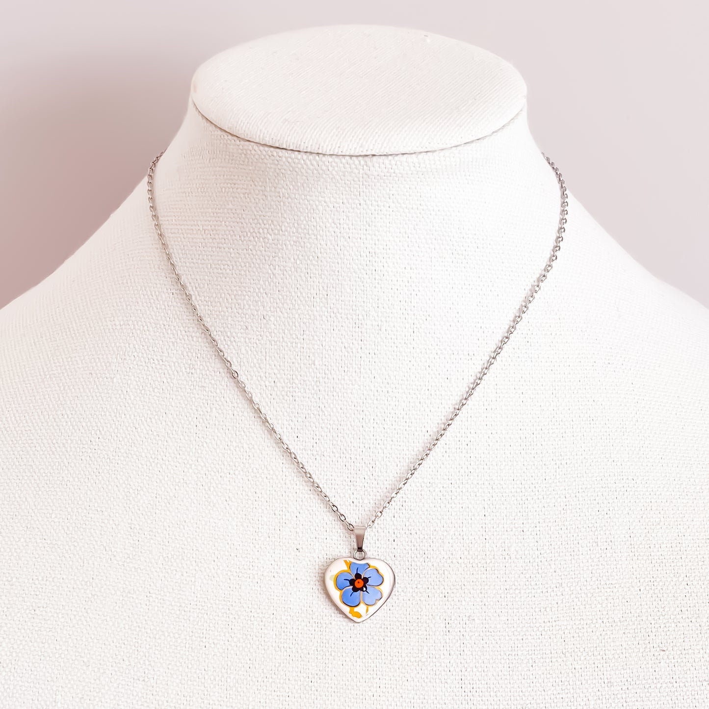 Blue Floral Heart Necklace • Wedgwood Chatsworth
