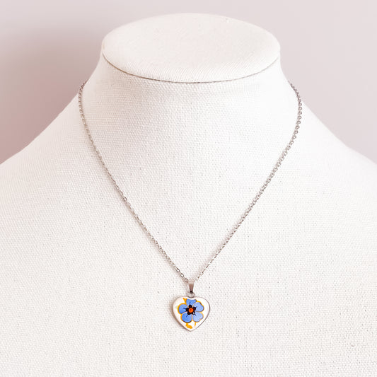 Blue Floral Heart Necklace • Wedgwood Chatsworth