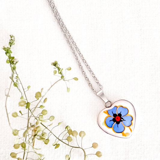Blue Floral Heart Necklace • Wedgwood Chatsworth