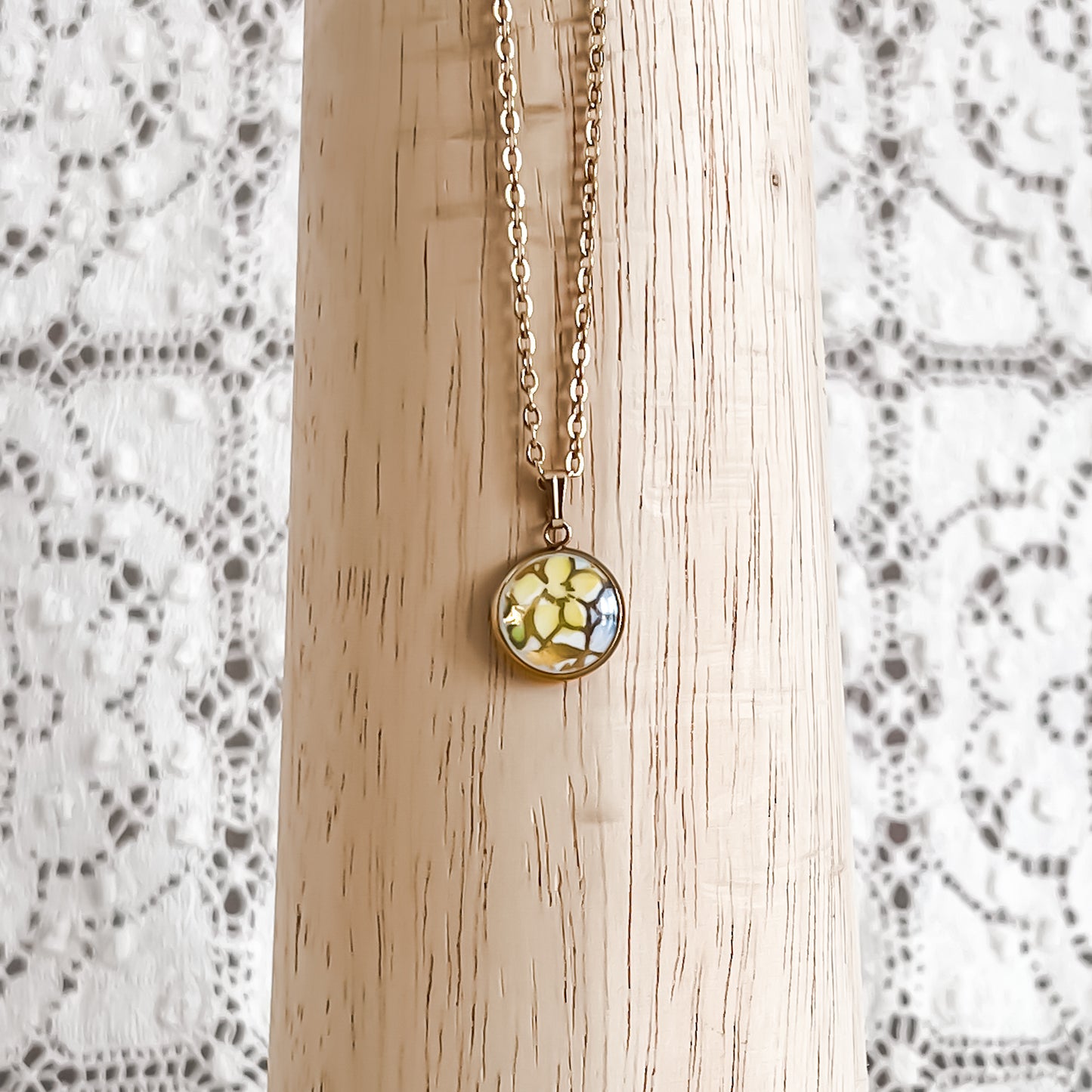 Dainty Yellow Flower Necklace • Salisbury Crown China