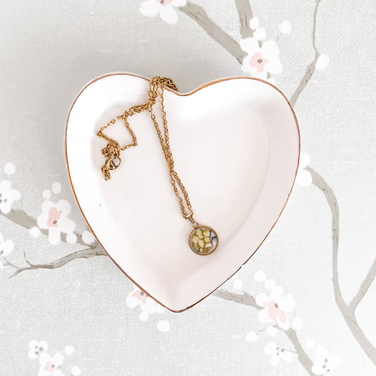 Dainty Yellow Flower Necklace • Salisbury Crown China