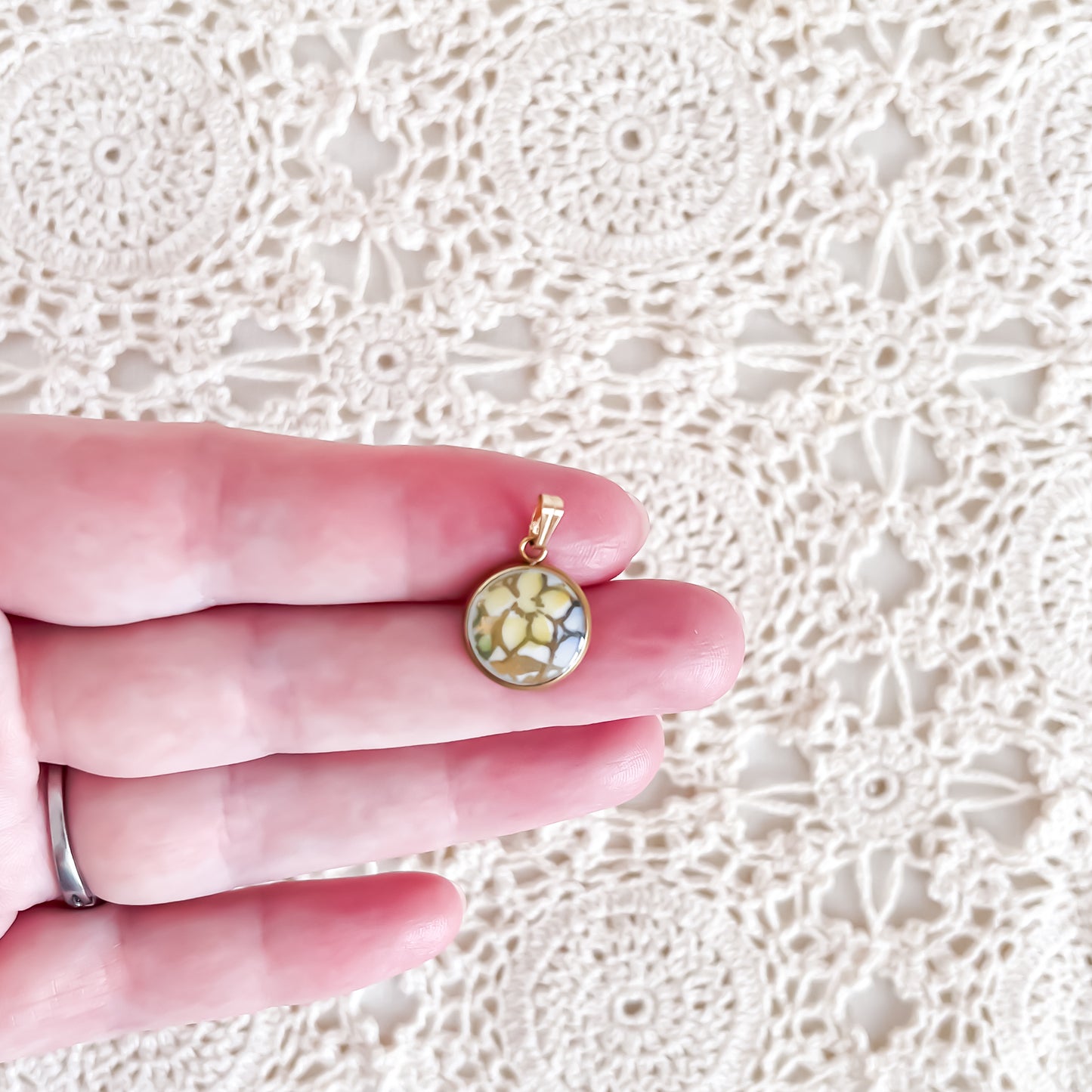 Dainty Yellow Flower Necklace • Salisbury Crown China
