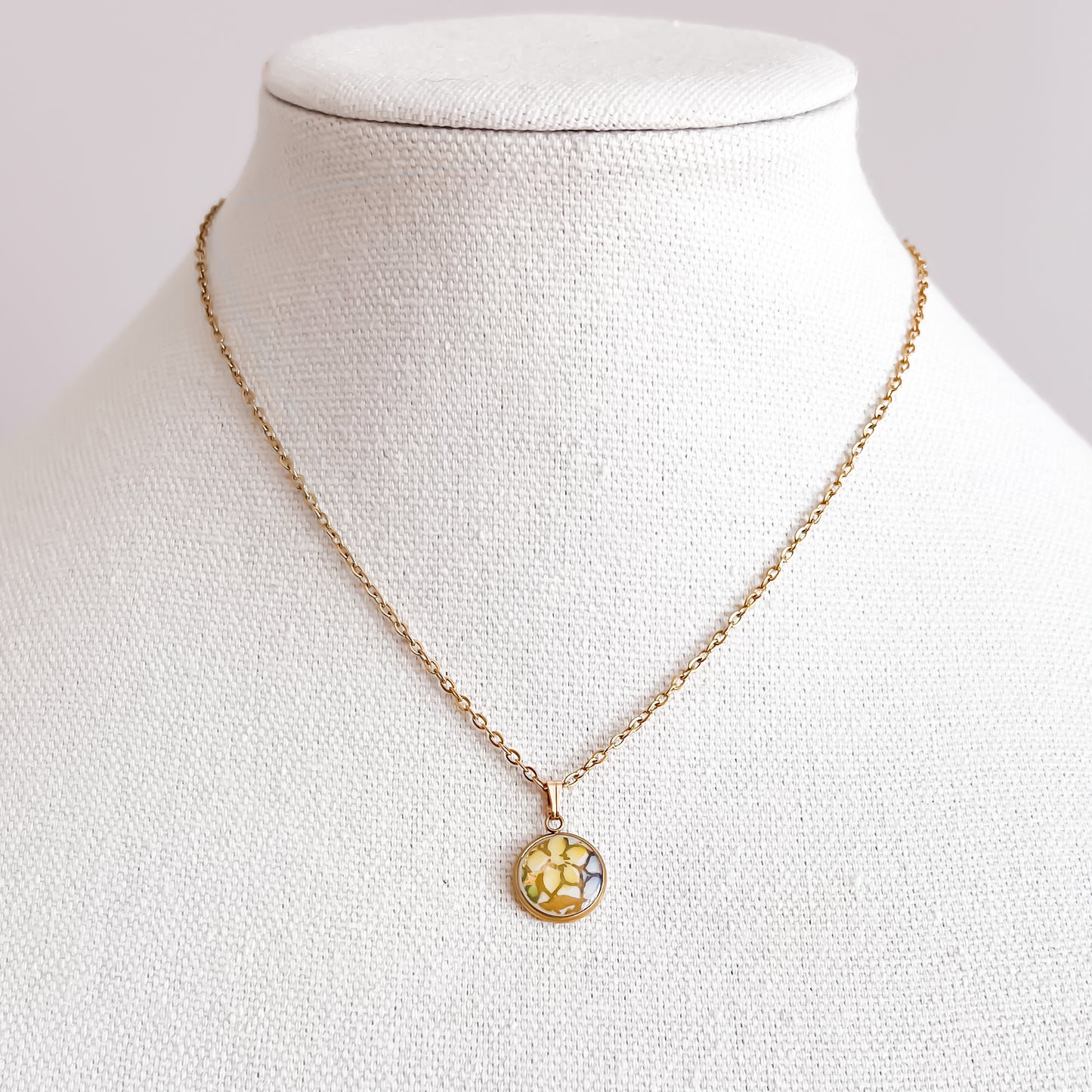 Dainty Yellow Flower Necklace • Salisbury Crown China