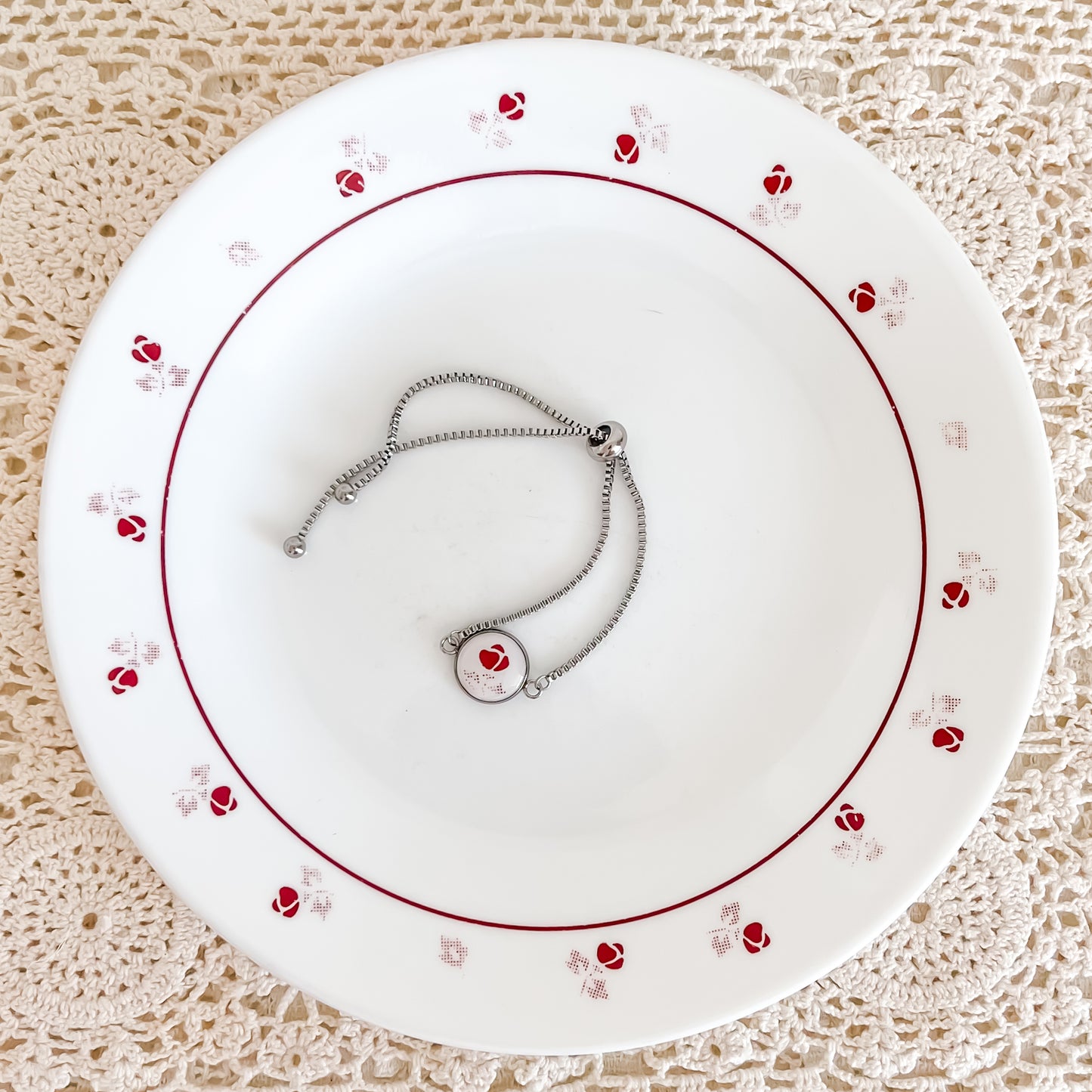Corelle Burgundy Charm Bracelet
