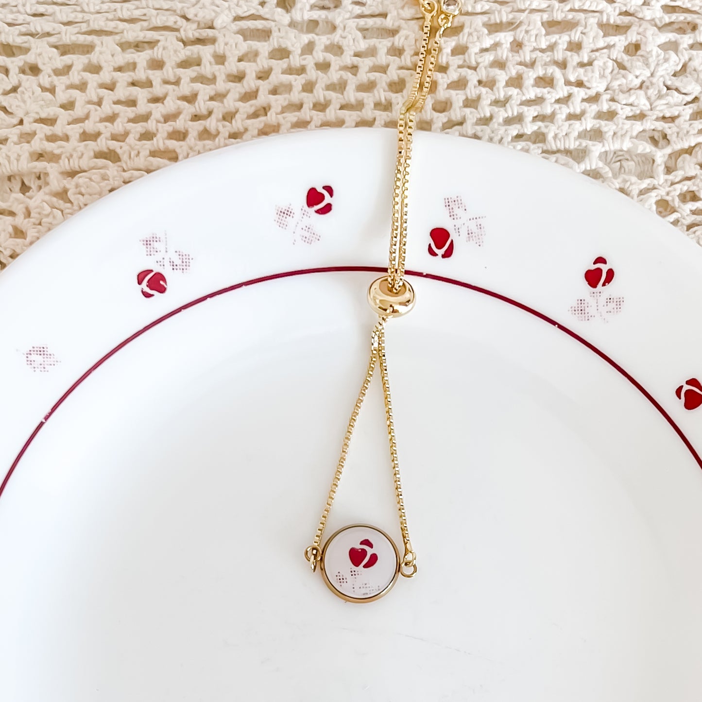 Corelle Burgundy Charm Bracelet