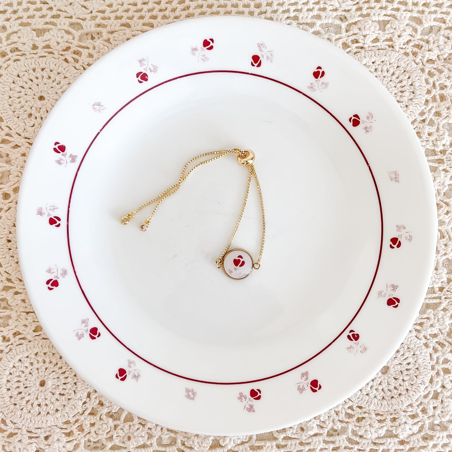Corelle Burgundy Charm Bracelet
