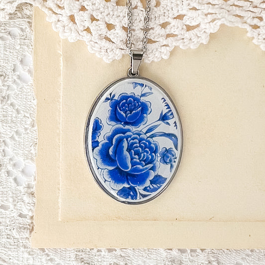 Blue Floral Necklace • One-of-a-Kind