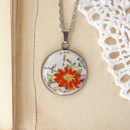 Orange Zinnia Necklace • Salisbury China