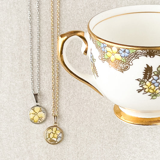 Dainty Yellow Forget-Me-Not Necklace • Salisbury Crown China