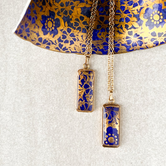 Cobalt and Gold Rectangle Necklace • Royal Stafford