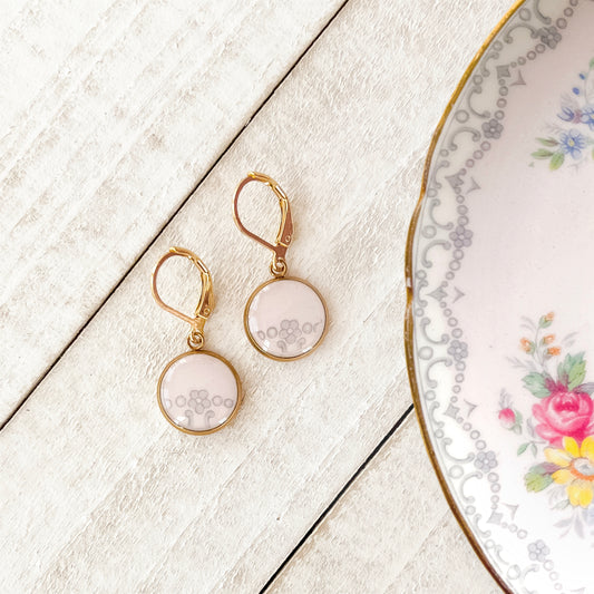 Pale Mauve Floral Earrings • Shelley China