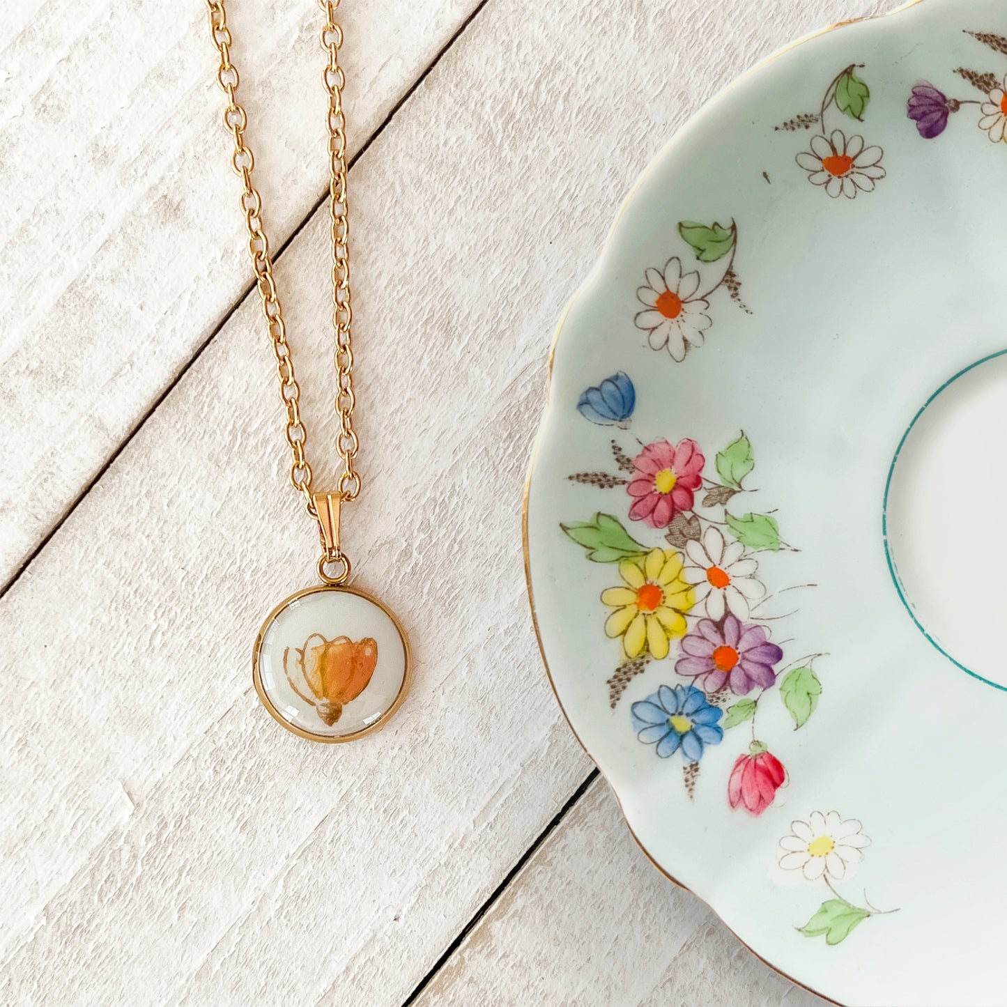 Orange Flower Necklace • Foley China