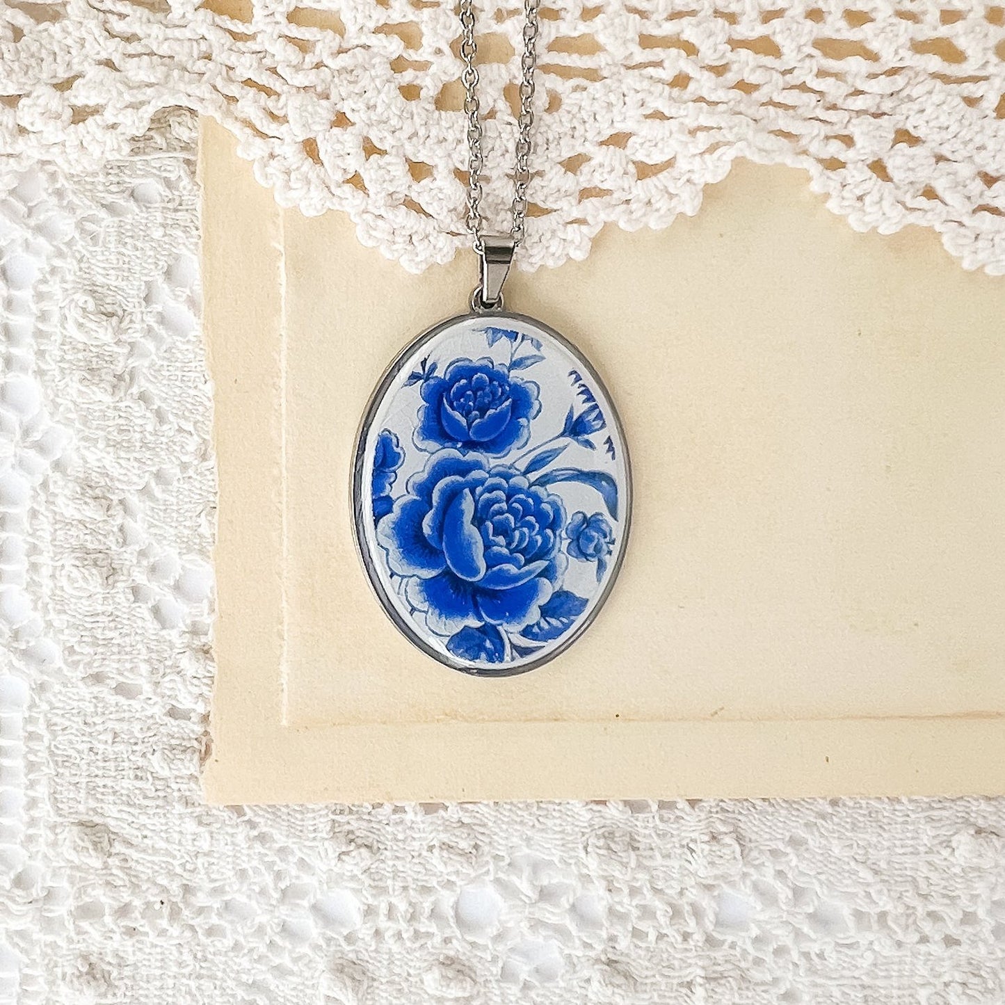 Blue Floral Necklace • One-of-a-Kind