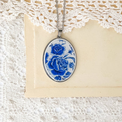 Blue Floral Necklace • One-of-a-Kind