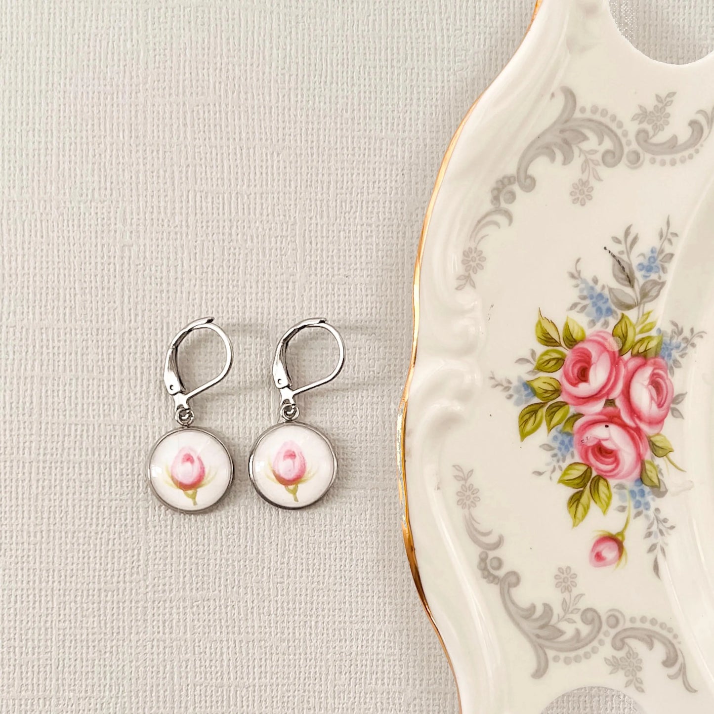 Royal Albert Tranquility Rosebud  Earrings