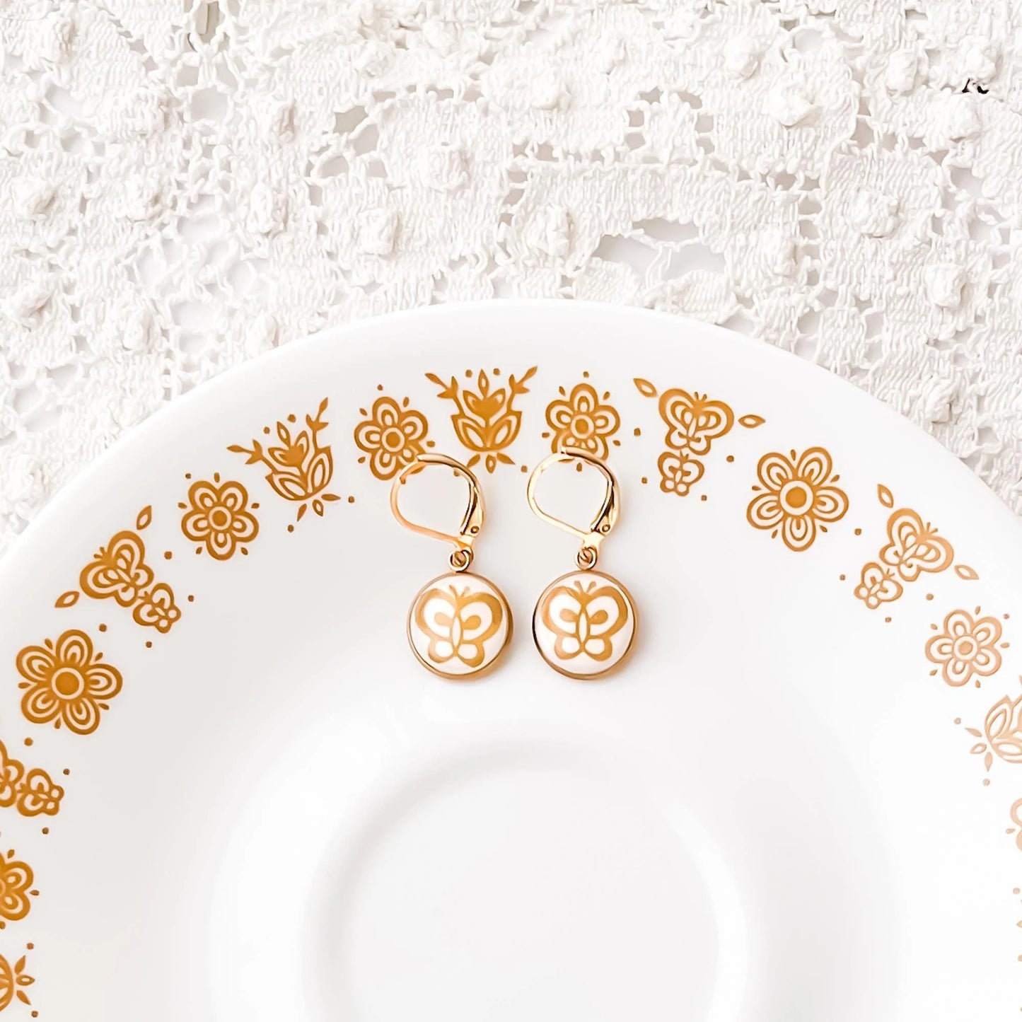 Corelle Butterfly Gold Drop Earrings