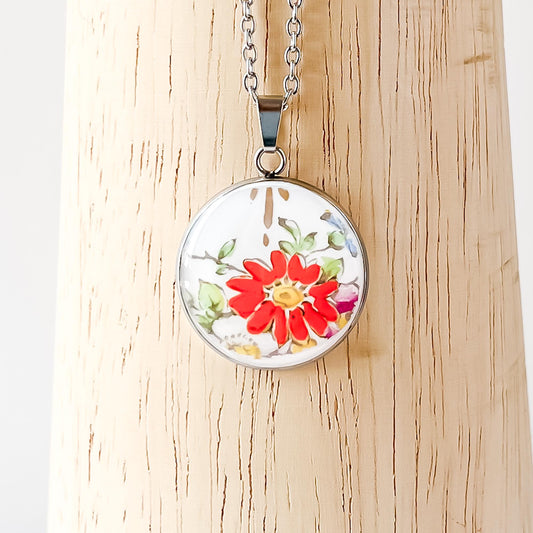 Orange Zinnia Necklace • Salisbury China