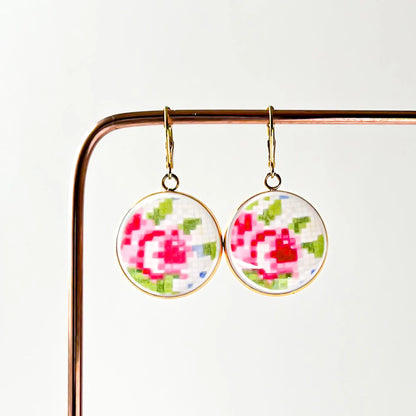 Pink Rose Earrings • Royal Albert Petit Point