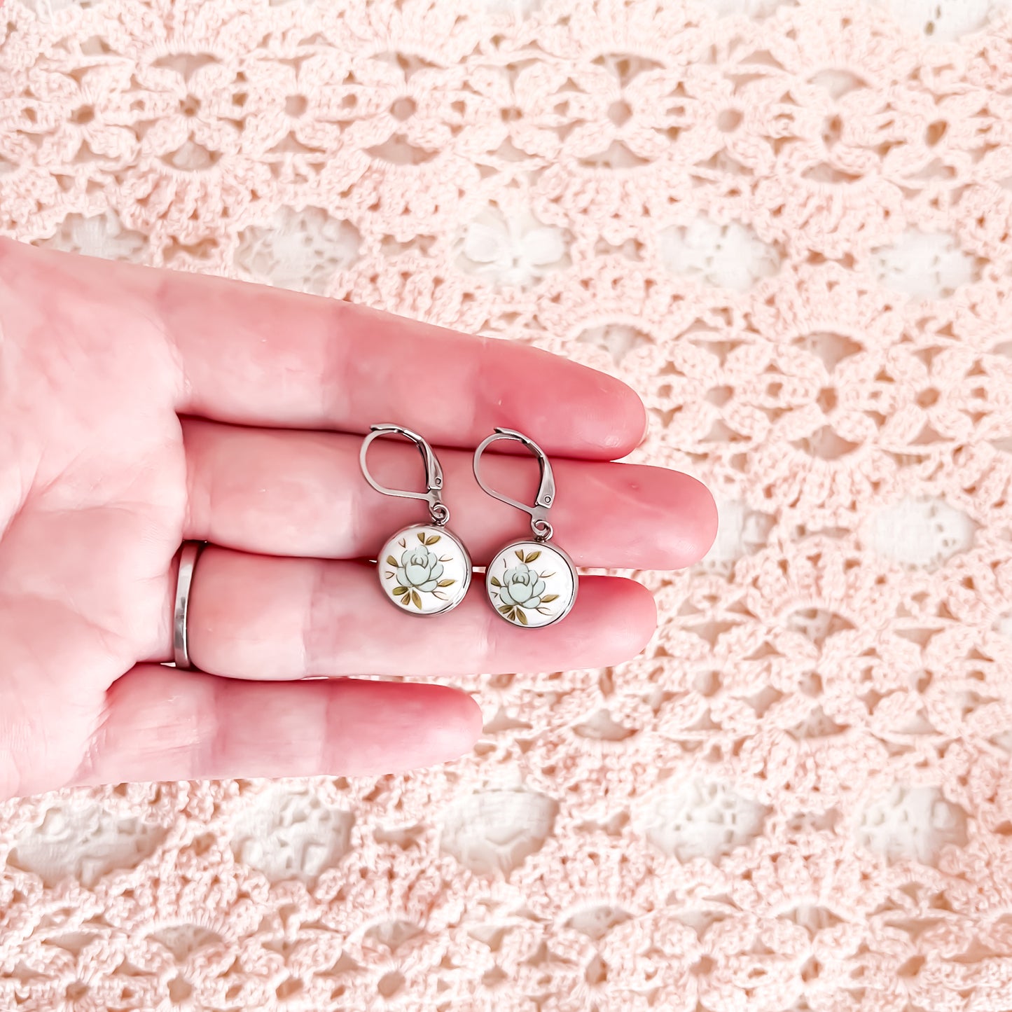 Blue Rose Earrings • Garden Bouquet