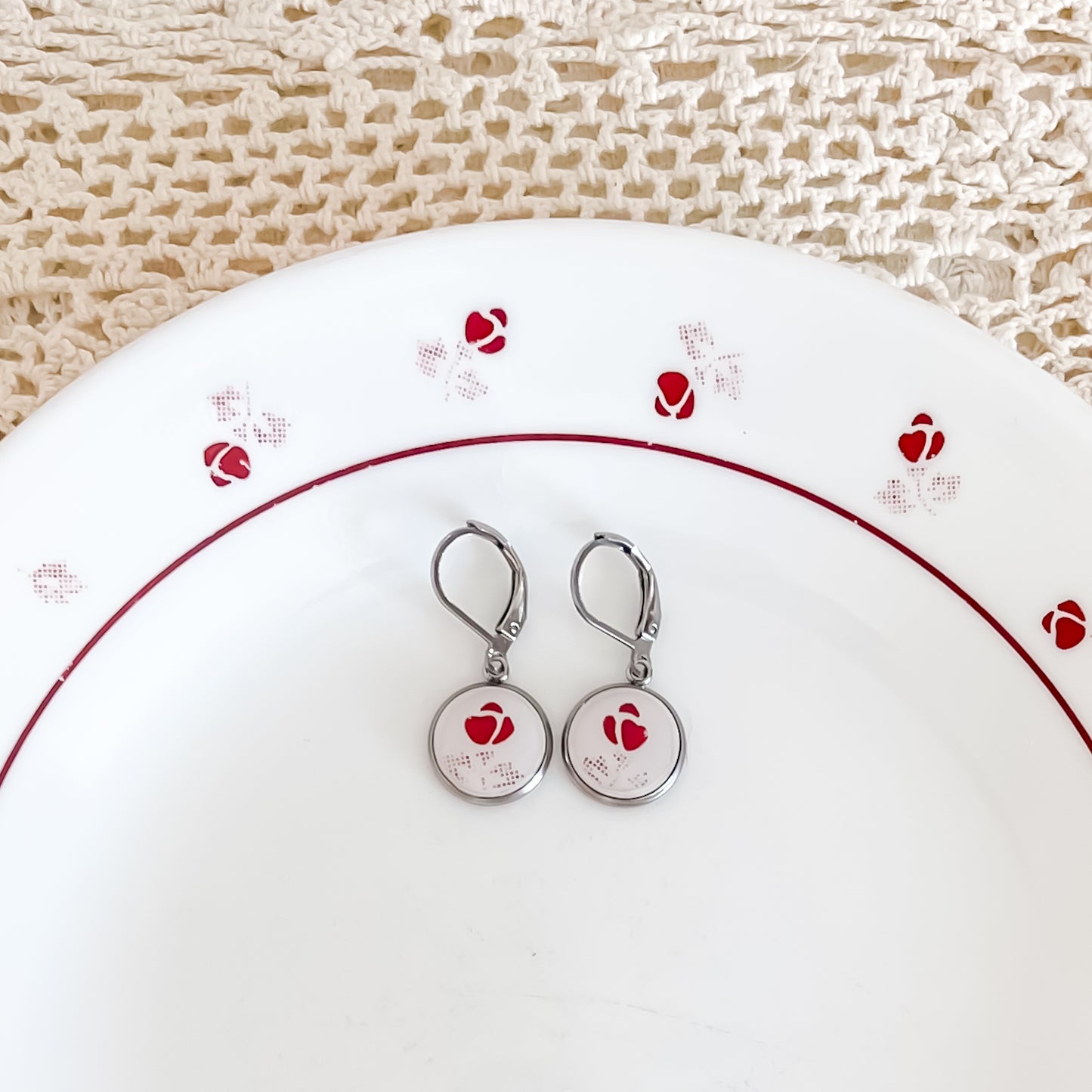 Dainty Corelle Burgundy Earrings